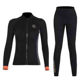 WYYHAA 3MM Neoprene Two Piece Wetsuit, Diving Suit Top and Bottom for Men Women Snorkeling Scuba Diving, Keep Warm, UV Protection,Women,XL
