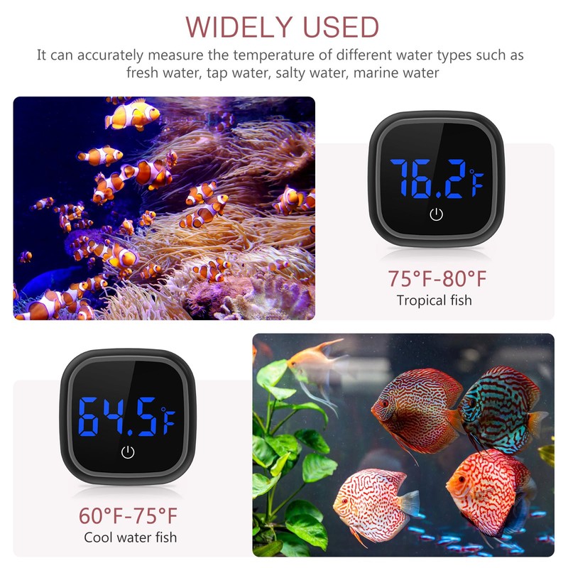 LOFICOPER LED Digital Aquarium Thermometer, Wireless Stick-on Fish Tank Thermometer