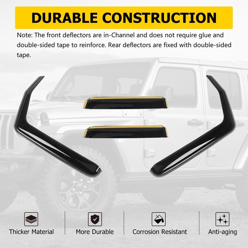 AUXMART 4Pcs Side Window Deflector Wind Rain Shade Visor Guard