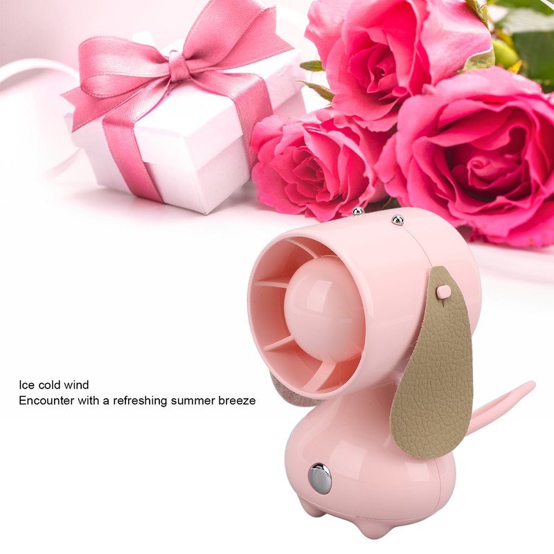 Handheld Fan Cute Cartoon Dog Shaped 3 Speeds Rechargeable Portable