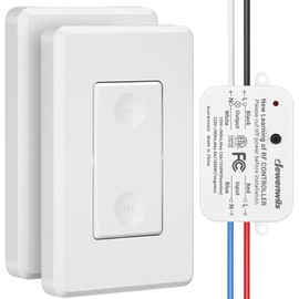 DEWENWILS 3 Way Wireless Light Switch and Receiver Kit, Remote Control for Ceiling Lights, Fans, Lamps, No in-Wall Wiring, No WiFi Needed, Wireless Panel Switch,100Ft RF Range