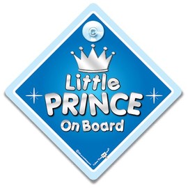 Little Prince on Board Sign Baby on Board Sign for Prince Prince Car Sign Child on Board Tailgate Deterrent Car Sign 14cm x 14cm