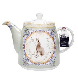 London Pottery Classic Ceramic Bell -shaped Teapot, 1 Litre (33.8 Fl oz), Hare Cocoon, Stainless Steel Tea Infuser, English Style Tea Pot for Afternoon Tea