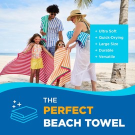 Kaufman - Colorful Racing Striped Beach & Pool Towel - Extra Large Beach Towel - Soft & Absorbent 100% Cotton Towels - Assorted Colors - 30" x 60" (2-Pack)