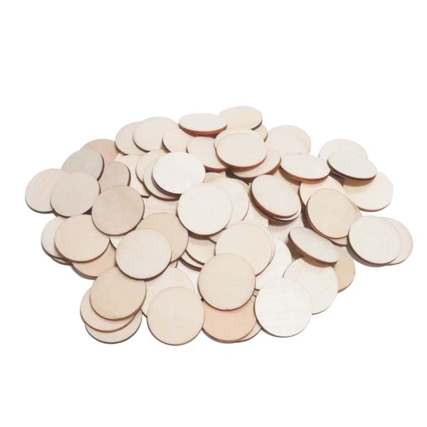 CUWELT 240pcs 3cm Unfinished Round Wood Log for Crafts, Wooden Slices Discs Pieces with 2.5mm Thickness, Circle Shapes Wooden Natural for Wedding Décor, DIY Art Craft, Ornaments, Scrapbook, Plaques
