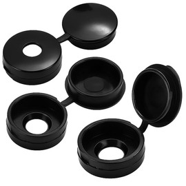 Screw Cover Caps Hinged Plastic Covers – Fits 10-12 Gauge Screws (4.8mm to 5.5mm) – Snap Close Caps (10, Black)