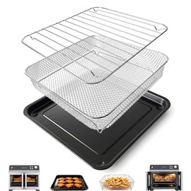 3 IN 1 Air Fry Oven Replacement Parts for Ninja French Door Premier FO101,12.2 × 12.2" Air Fryer Sheet Pan Grill Plate Crisper Plate Rack Accessories Tray,Dishwasher Safe