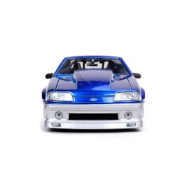 Jada Toys Bigtime Muscle 1:24 1989 Ford Mustang GT Die-cast Car Blue Silver, Toys for Kids and Adults