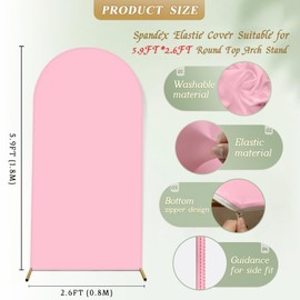 ZpigToor Spandex Fitted Arch Backdrop Cover Chiara Arch Cover Backdrop Fabric,2-Sided Wedding Arch Cover for Wedding Ceremony Birthday Party Baby Shower Banquet Decoration(Pink, 2.6 x 6 ft)