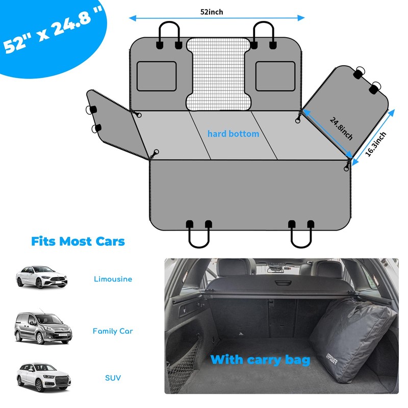 URPOWER Dogs Back Seat Extender with Non-Slip Blanket - Hard