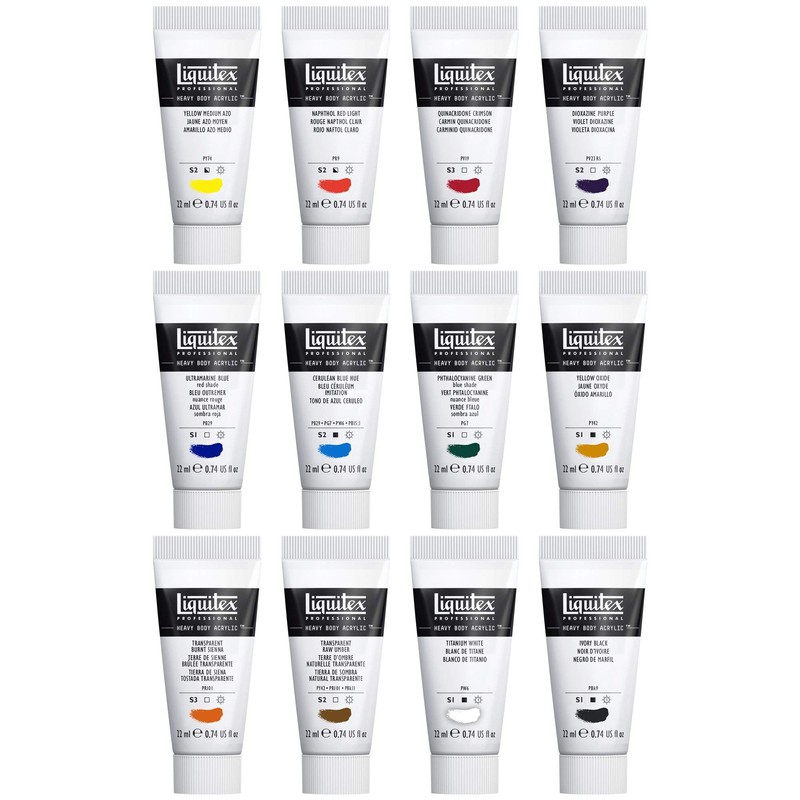 Liquitex Professional Heavy Body Acrylic Paint, 12 x 22ml (0.74-oz),