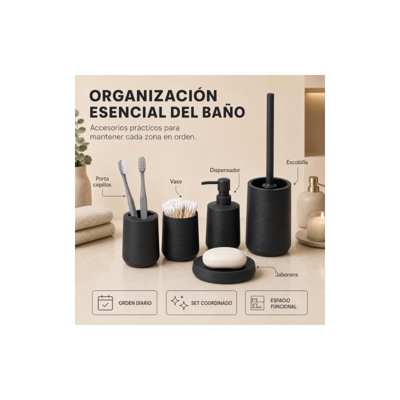 Set de Accesorios para Baño 5 Piezas Diseño Ondas Modernas