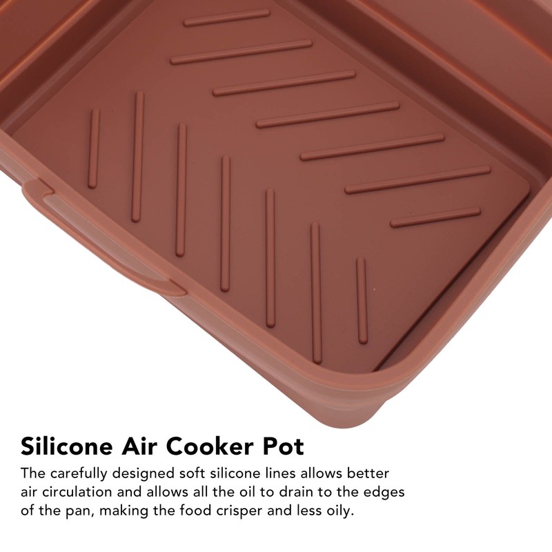 2 Pcs Silicone Air Cooker Pot with Handle Rectangular Fryer