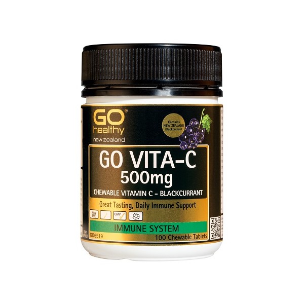 GO Healthy GO Vita-C 500mg Blackcurrant Chewable Tablets 100