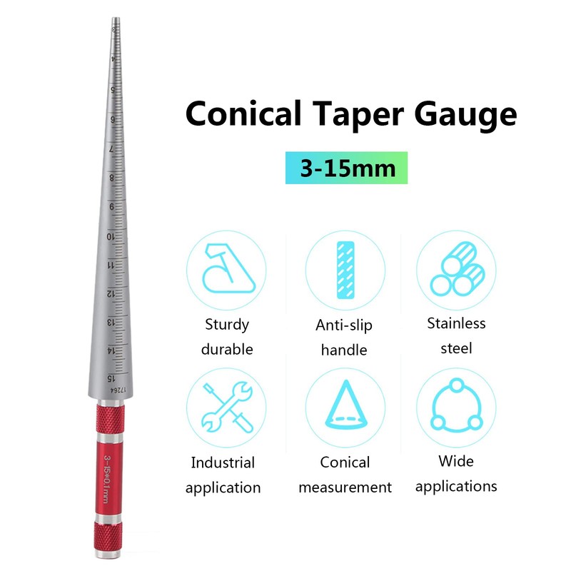 Stainless Steel Aperture Ruler Taper Gauge, Full Round Dia Scale