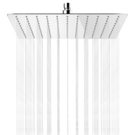 Midanya Rainfall Shower Head Square Stainless Steel Rain Showerhead High Pressure Waterfall Crackproof Coverage with Silicone Nozzle 1/16" Ultra Thin Design Swivel Connector,Polish Chrome 10 Inch