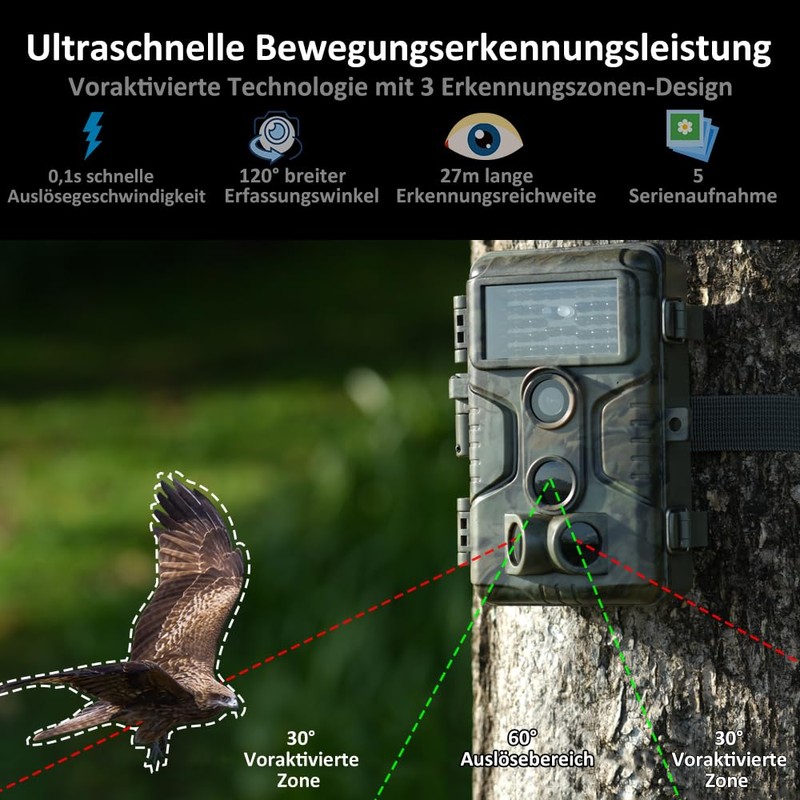 GardePro A3S Wildlife Camera, 64MP 1296P H.264 Video Wildlife Camera