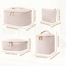 Set of 4 Cosmetic Bags Toiletry Bag Women's Toiletry Bag Make Up Bag with Floral Pattern, Portable Makeup Bag Makeup Bag Cosmetic Bag Wash Bag Large for Women Girls Everyday and Travel (A