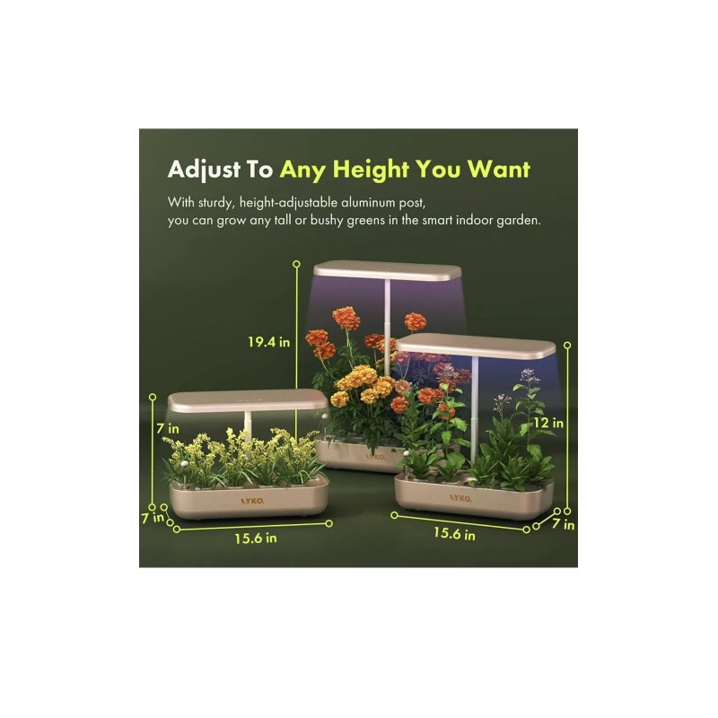 LYKO 12 Pods Hydroponics Growing System Kit, Indoor Garden W/full-spectru