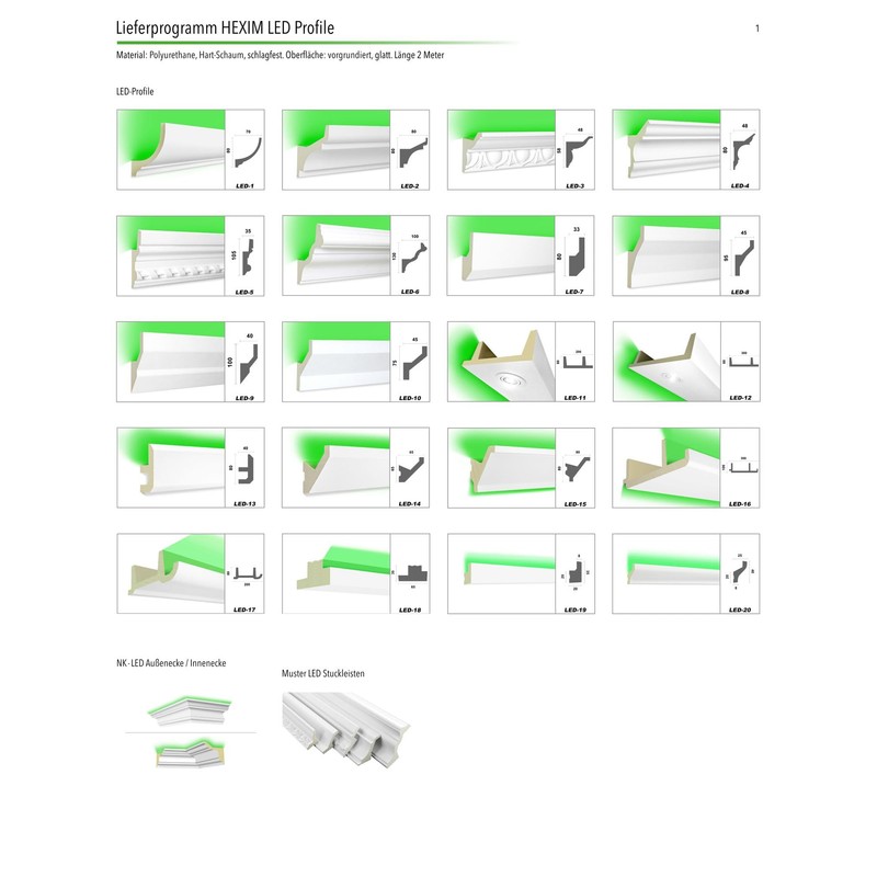 HEXIM LED Inner Corner Outer Corner Made of PU -