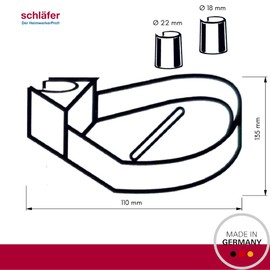 Schläfer 2817021 Soap Dish for All Shower Wall Rails with Pipe Diameter 18 mm and Diameter 22 mm for Shower Rail, Easy Installation without Tools, Soap Holder for Shower Rail