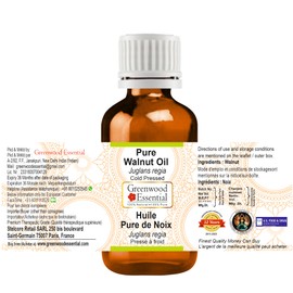 Greenwood Essential Pure Walnut Oil (Juglans Reggia) Natural Therapeutic Quality Cold Pressed (Pack of Three) 100 ml x 3 (10 oz)