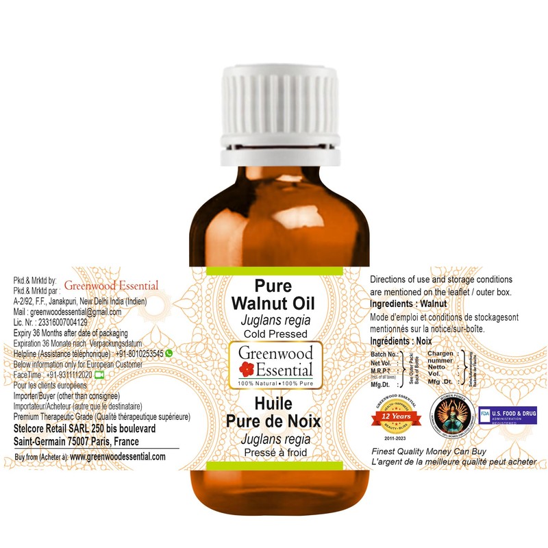 Greenwood Essential Pure Walnut Oil (Juglans Reggia) Natural Therapeutic Quality
