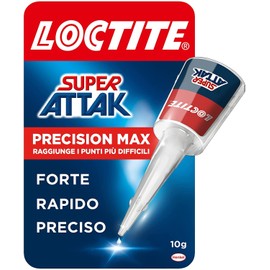Loctite Super Attak Precision Max, Colla liquida trasparente con beccuccio extra lungo, Colla attaccatutto forte multimateriale, Super colla resistente e precisa, 1x10g