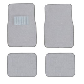 New Carpet Car Floor Mats 4 Pc Set for Cars Trucks SUVS with Heel Pad -Front and Rear Mats Universal Classic Matching Heel Pad (Light Gray)