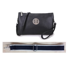 Long & Son Women's Medium Clutch, Wristlet, Shoulder,Cross-Body Bag with Additional Straps 23353 (Black)