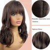 MIMISERVICE 16 inch Short Wavy Bob Wig With Bangs,Brown Medium