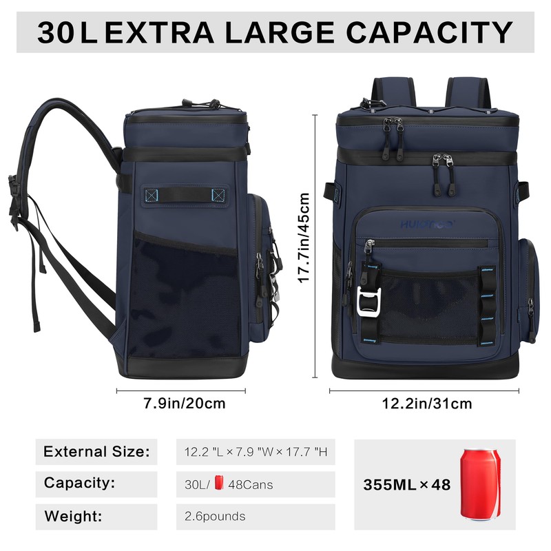 Hulongo 48Cans Large Cooler Backpack, Leakproof Insulated Backpack Cooler for