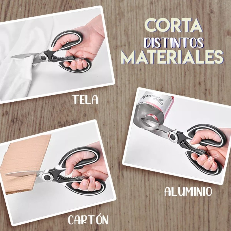 J.H. Company Tijeras De Cocina Multifuncion Con Funda Corta Hueso