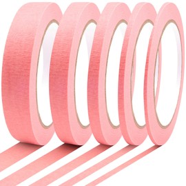 DOAY 5 Rolls Pinstripe Tape - Masking Tape 1/16", 1/8", 1/4", 1/2", 3/4" - Thin Painters Masking Automotive Tape for DIY, Car, Auto, Paint, Art, Tumblers (Pink)
