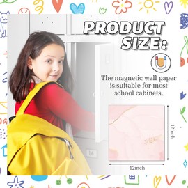 3 Pcs School Locker Magnetic Wallpaper 12" x 12" Removable Waterproof Sheet Trimmable Locker Accessories Wall Magnetic Sticker for School Supplies Pink Loker Accessories BCK to School Stuff Gift
