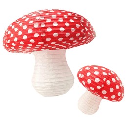Large Mushroom Paper Lanterns 3D Mushroom Hanging Lantern Decorations for Jungle Wonderland Theme Birthday Baby Shower Nursery Garden Wedding Decor Orange Red