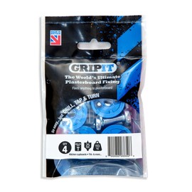 GripIt 252-304 Blue 25mm Plasterboard Fixings For Stud Walls - Max Load 113Kg (4 Pack)