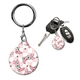 AKPZV air tag Holder with Anti-Scratch Protective Cover,Securely Attach to Your Keys,Bag or Pet Collar(coquette bows cowgirl boots)