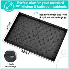 ONNIXZ Waterproof Under Sink Mat 28 X 22, Strong Sink Cabinet Liner for Kitchen & Bathroom, Flexible Mat for Under Kitchen Sink, Shelf Protector & Under Sink Organizer Mat for Drips Leaks Spills