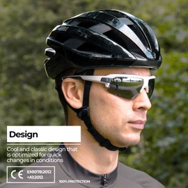 BBB Impulse Cycling Glasses | Men's and Women's Sports Glasses Sunglasses Cycling | with Three Interchangeable Lenses | Polycarbonate Grilamid | MTB Road Bike Urban | Glossy White | BSG-62