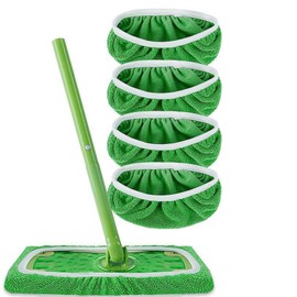 AIPWEYT Store Pack of 4 Microfibre Floor Cloths Reusable for Sweeper Mop, Washable Mop Cloth for Wet and Dry Use, for Cleaning Hard Floors, Wooden Floors, 25.4 x 11.5 cm