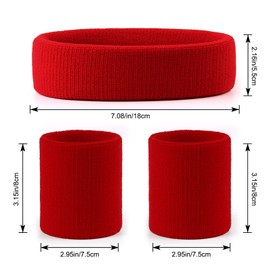 Hoter Sweatband Set Sports Headband Wristband Set Sweatbands Terry Cloth Wristband Athletic Exercise Basketball Wrist Sweatband and Headbands Moisture Wicking Sweat Absorbing Head Band