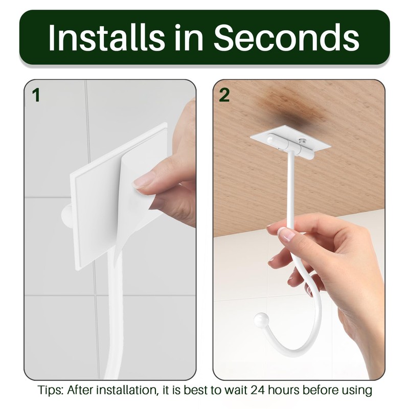 Josmimic White Banana Hanger Hook Under Cabinet: Adhesive Banana Holder,
