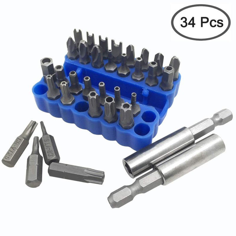34 Pcs Screwdriver Bit Set with Magnetic Extension Bit Holder,