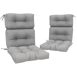 Melody Elephant Outdoor Rocking Chair Cushions, Non-Skid Slip Backed Sun Lounger Chair Cushions, High Back Chair Cushion for Patio Chairs, 44"x22"x4", Set of 2, Stripe Gray