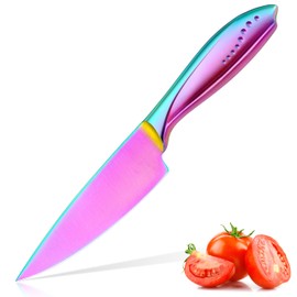 WELLSTAR Chef Knife, 6 Inch Kitchen Chef’s Knife Sharp High Carbon Stainless Steel Cooking Knife for Meat Sushi Vegetable Fruit Cutting Slicing Dicing, Useful Rainbow Kitchen Gadget