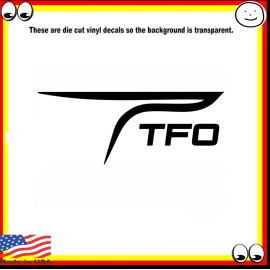 TFO Vinyl Cut Sticker Decal Fly Fishing Temple Fork Outfitters - White, 5.5"W x 2"H
