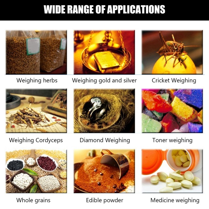 Kitchen Scale 0.1g to 6.6lb LED Display Touch Control Tare