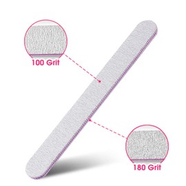Forever Speed Pack of 50 Nail Files 180/100 Double-Sided Sanding Surface Material Emery Paper Shape Straight Colour Grey / Core Purple