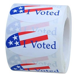Aleplay I Voted Stickers Election Day Labels 1Ã2 Inch Oval with American Flag Pattern - 500 Labels Per Roll